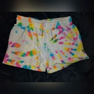 high waisted tie-dyed shorts